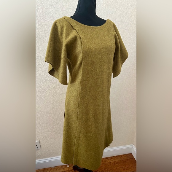 NWT Ioanna Kourbela Green Wool Coat Dress Size Small - Picture 3 of 16